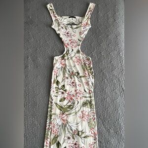 Tropical Floral Backless Maxi Dress